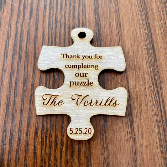 Wooden Puzzle Piece Wedding Favor.