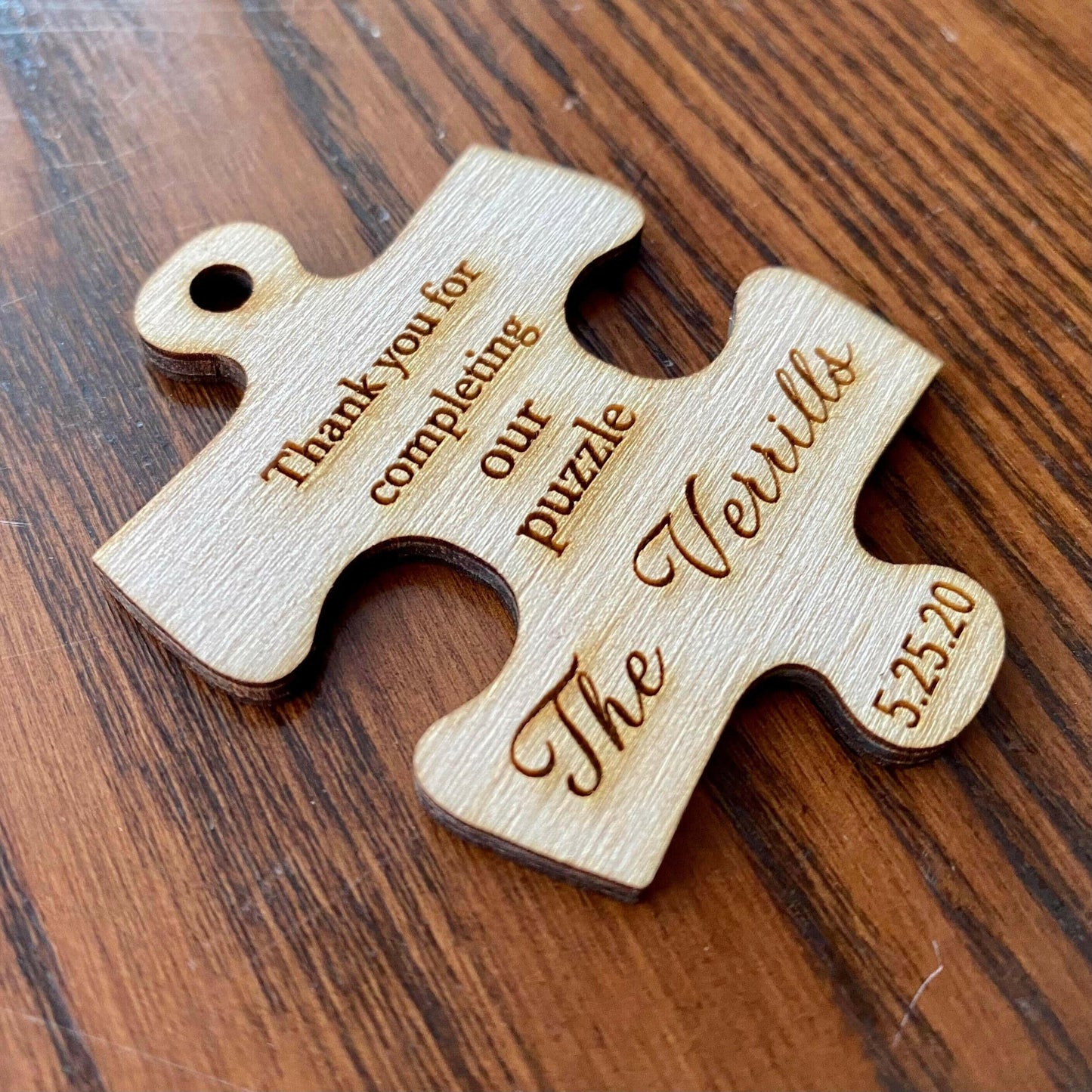 Wooden Puzzle Piece Wedding Favor.