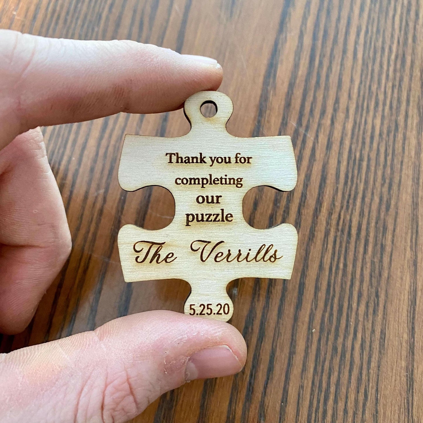 Wooden Puzzle Piece Wedding Favor.