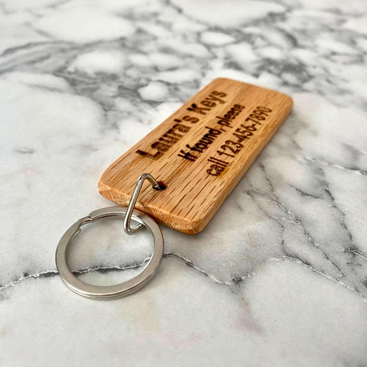 Personalized "Lost Keys" Engraved Wood Keychain.