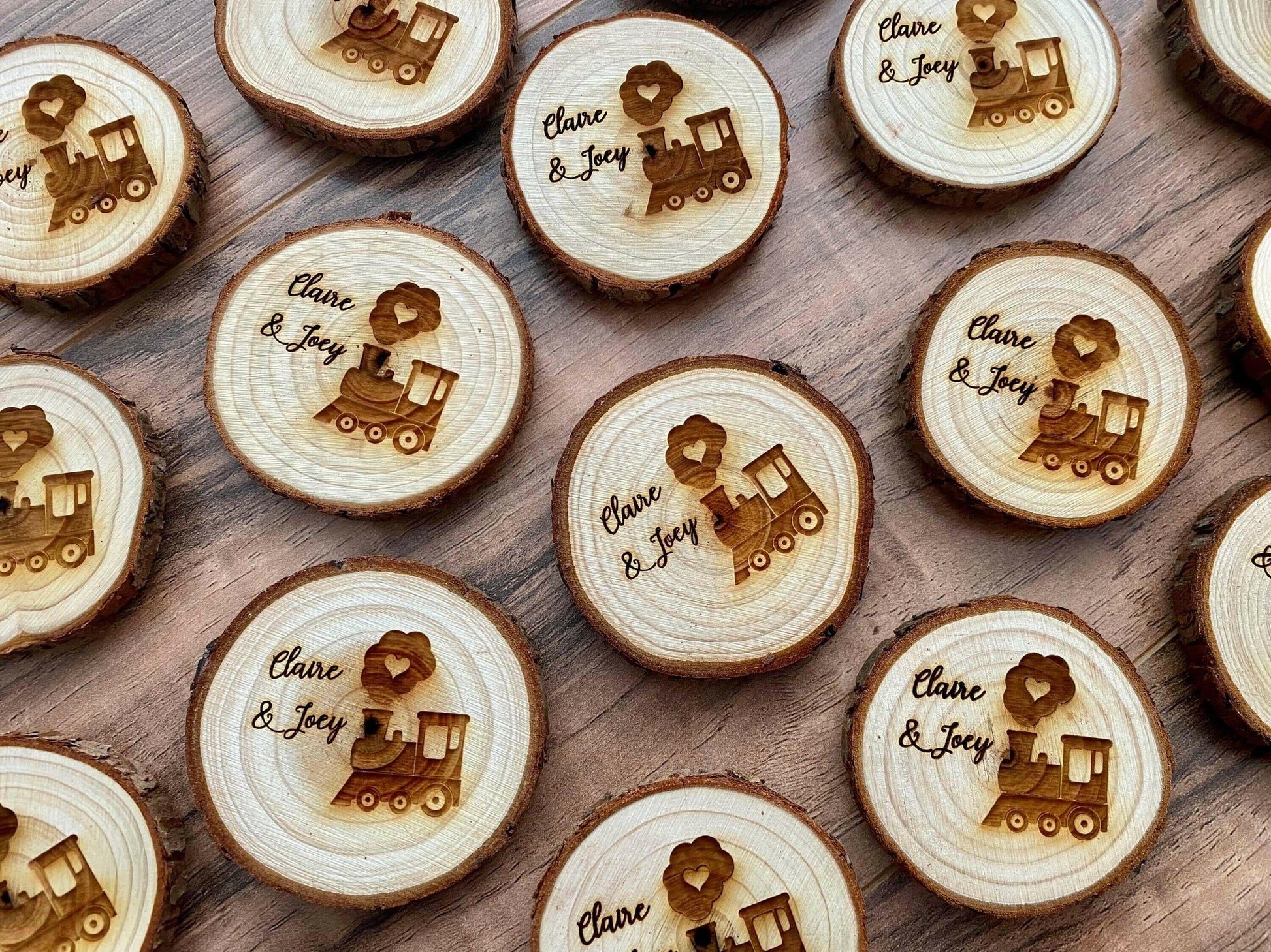 Engraved Wood Slice Birthday Party Favor.