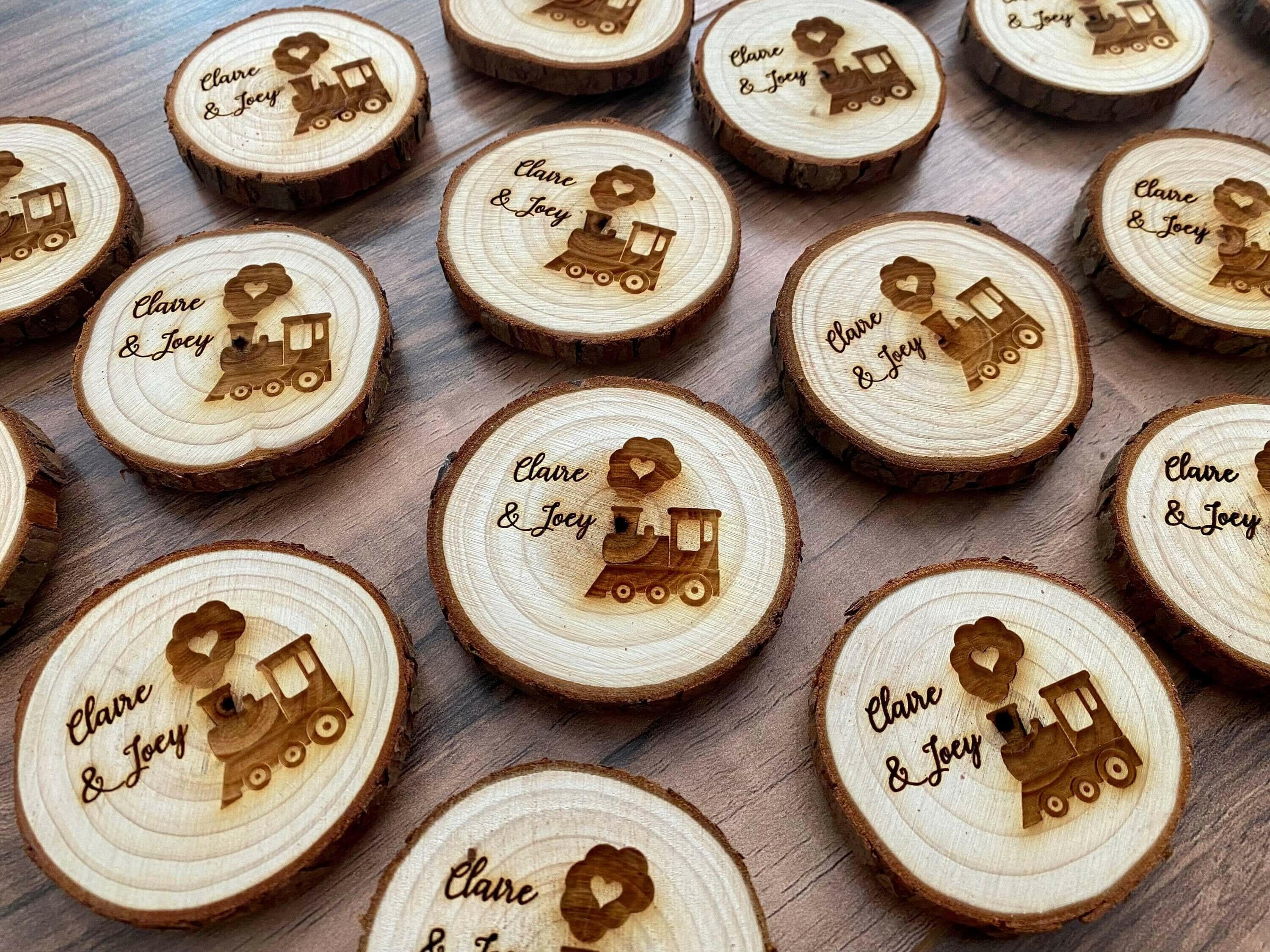 Engraved Wood Slice Birthday Party Favor.