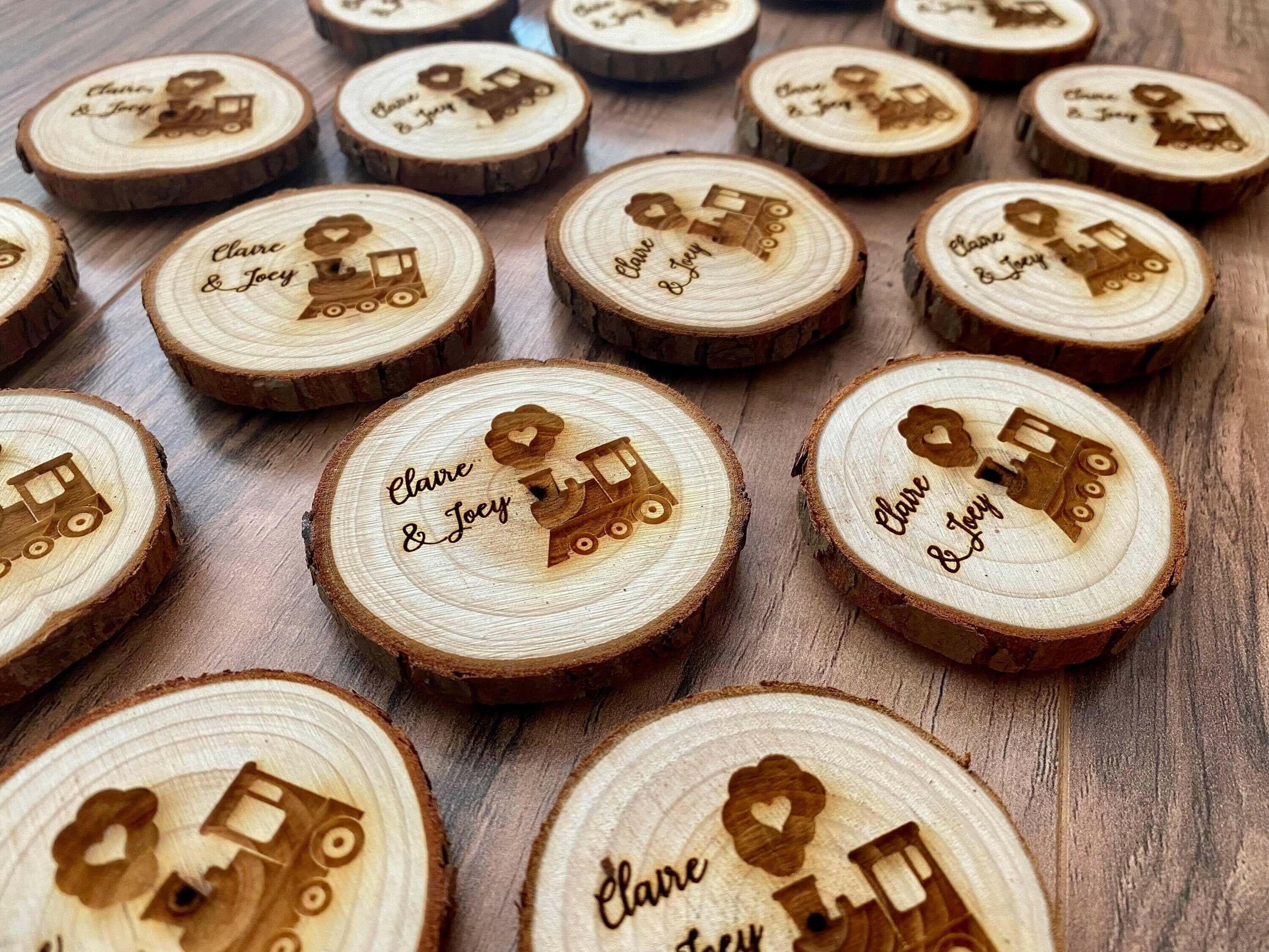 Engraved Wood Slice Birthday Party Favor.