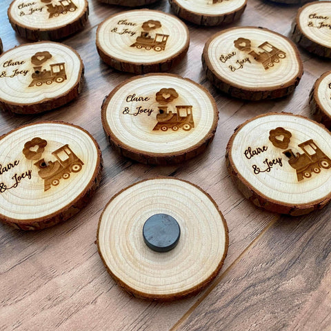 Engraved Wood Slice Birthday Party Favor.