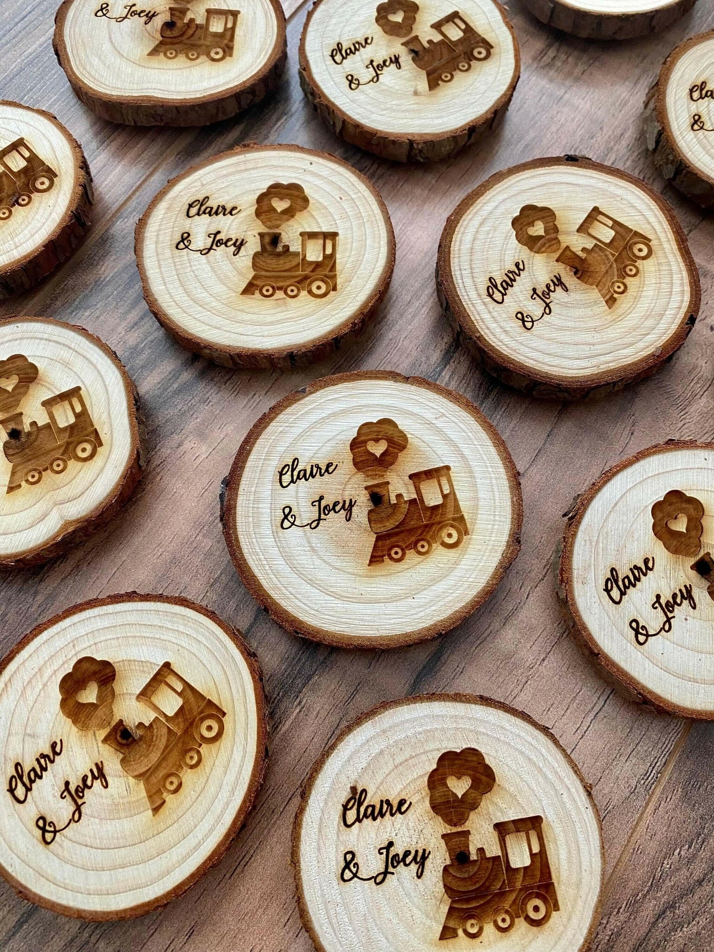 Engraved Wood Slice Birthday Party Favor.