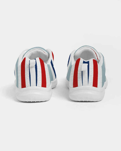 red white blue athletic sneakers