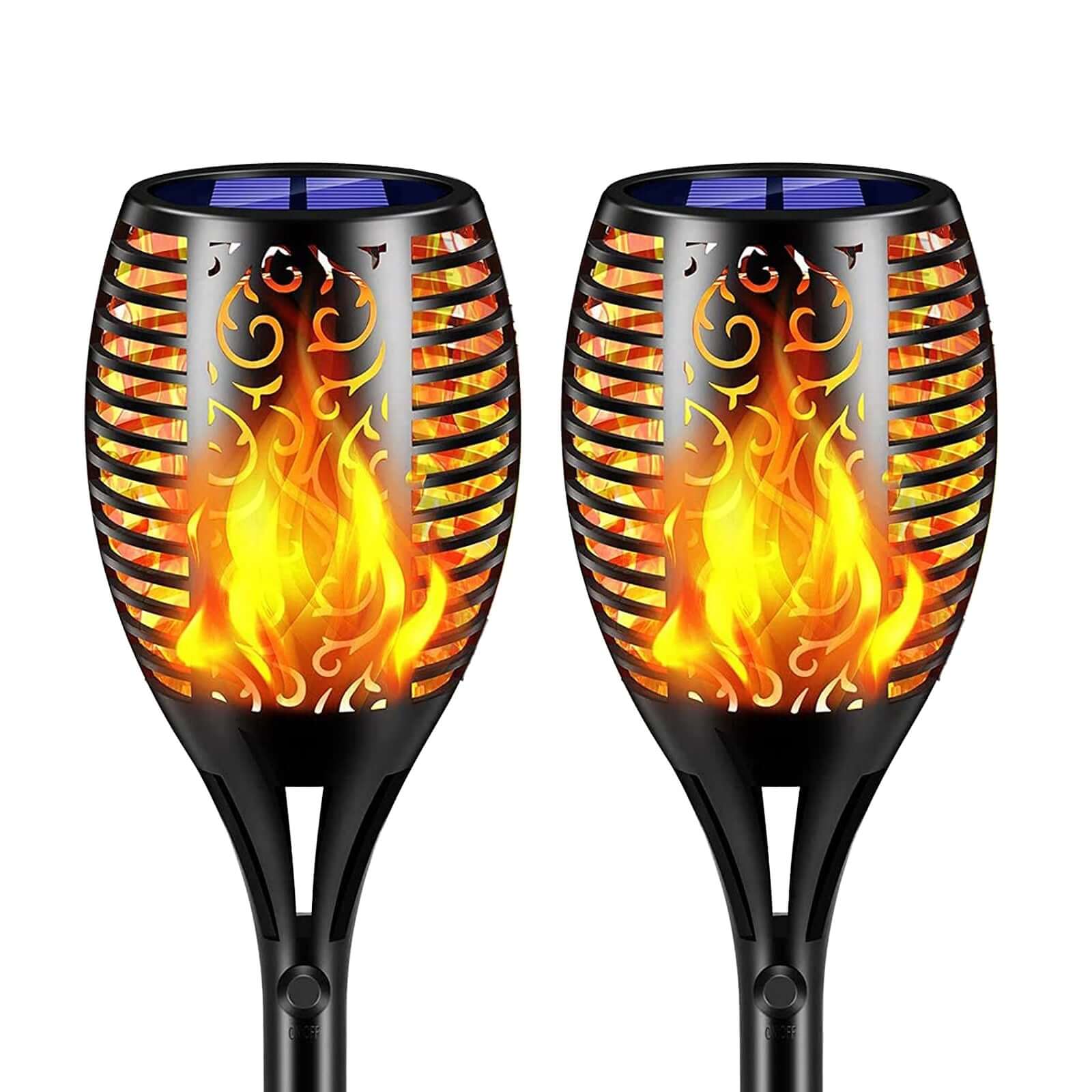 2 Pcs Solar Lights Outdoor Solar 12 Led Torch Flickering Flame Lights