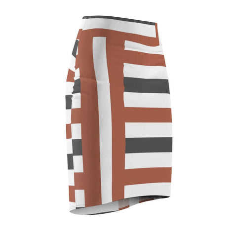 Womens Skirt, Brown and Grey Stripes Pencil Skirt, S43625