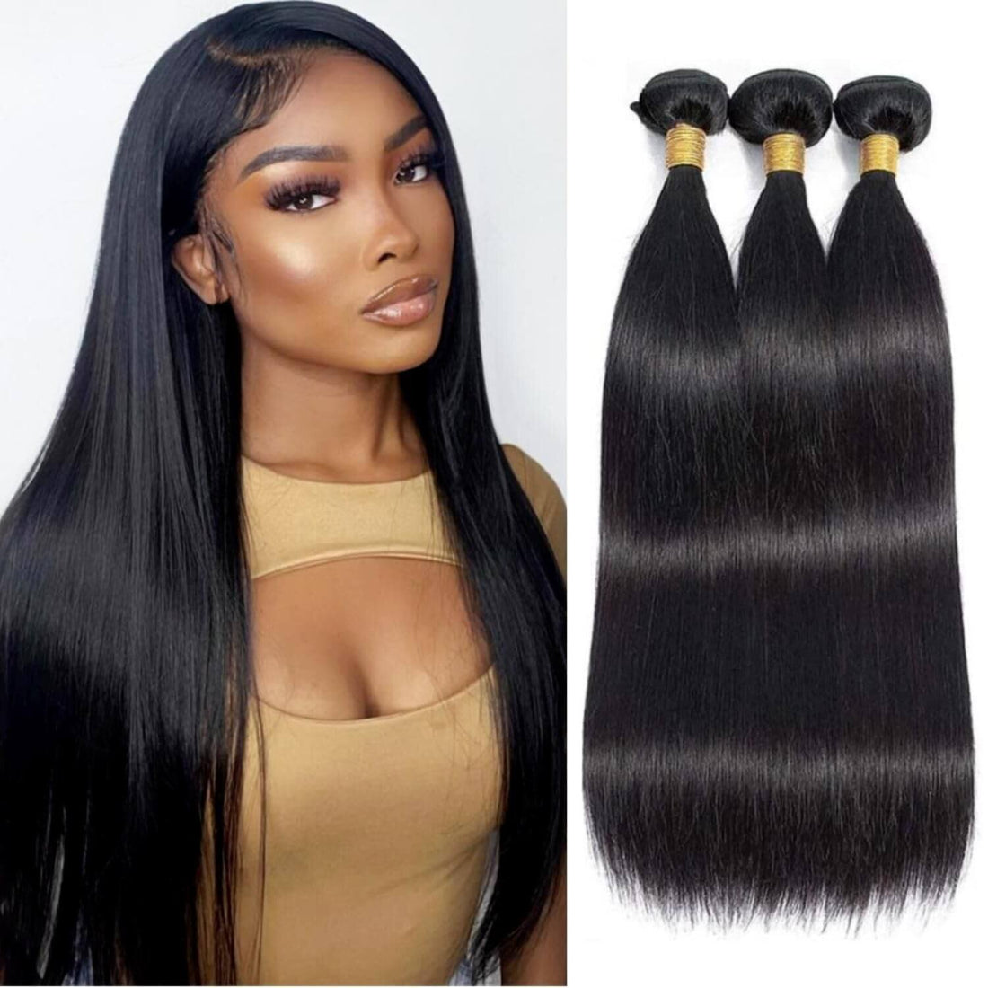 Straight Human Hair – Three 18-Inch Bundles, 300g