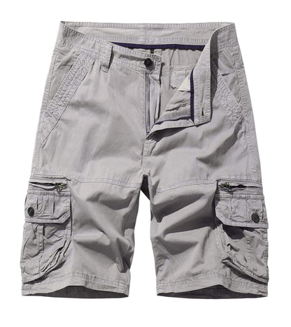 AOYOG Men’s Cotton Cargo Shorts, White Grey
