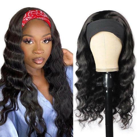 Headband Wig Loose Body Wave Human Hair Scarf Wig No GLUE Easy Wear.