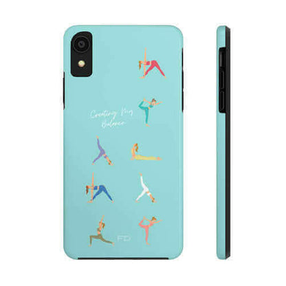 Yoga Poses Blue Tough Case for iPhone with Wireless Charging.