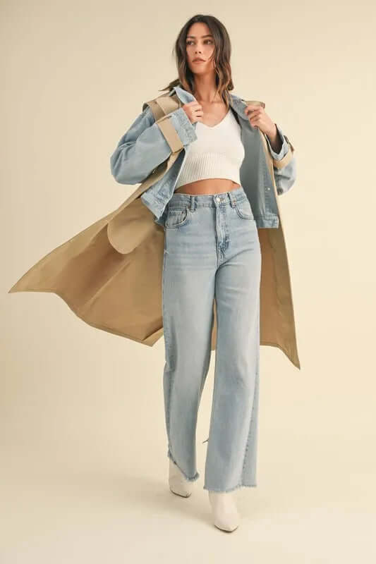 MABLE Layered Look Trench Coat With Denim Jacket
