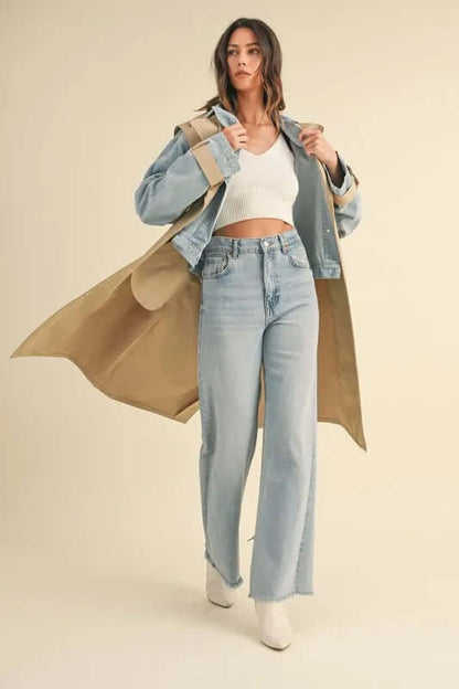 MABLE Layered Look Trench Coat With Denim Jacket