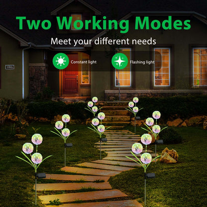 Solar Lights Outdoor Decorative 3 Heads Solar Dandelion Garden Lights