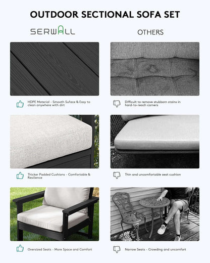 HDPE Outdoor Patio Furniture Set 7 Piece All Weather