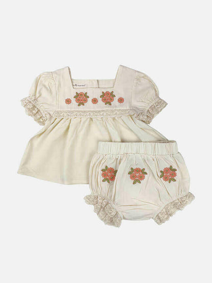 louisa embroidered set || cream floral.