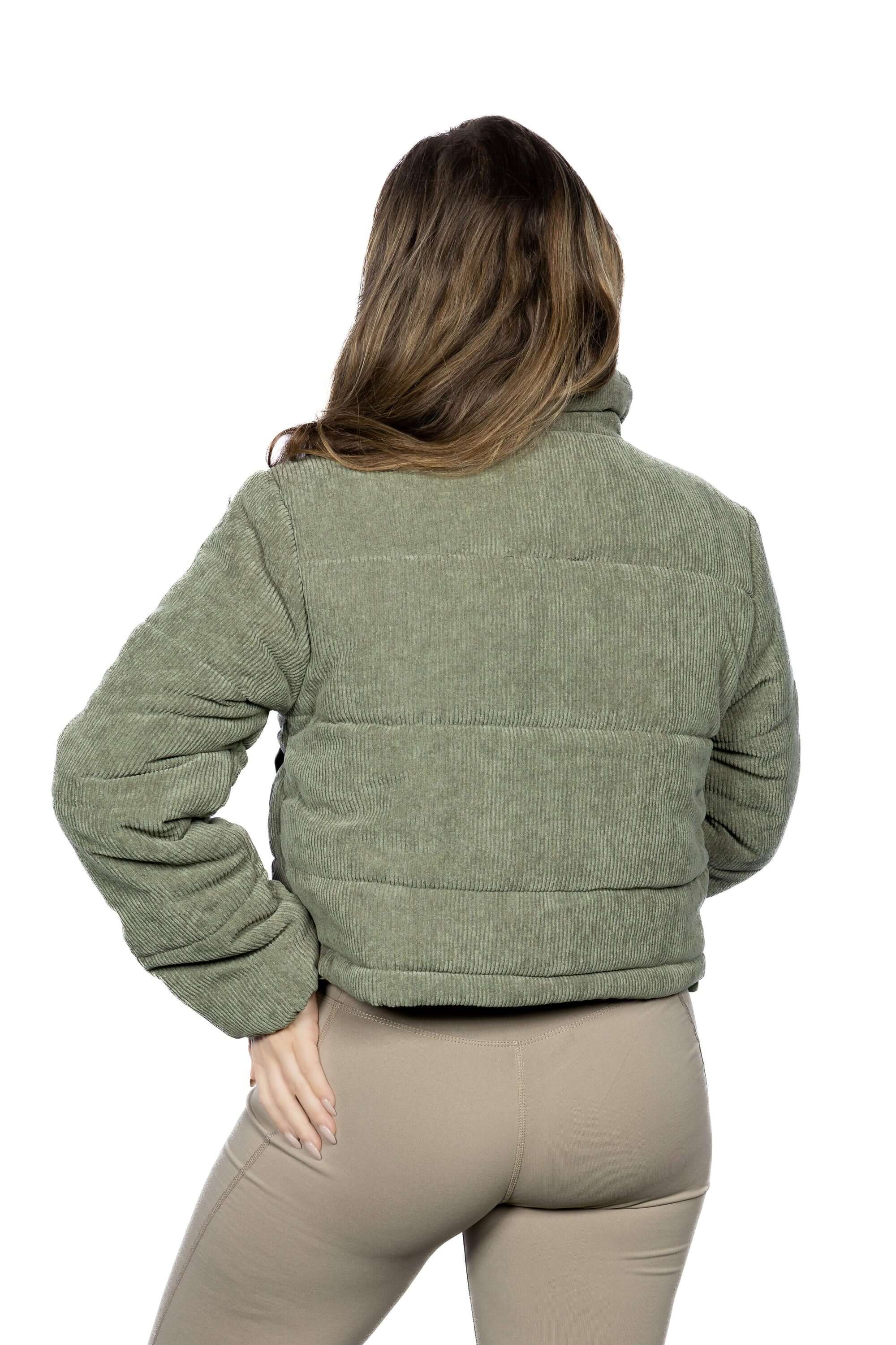 Corduroy Zip Up Puffer Jacket