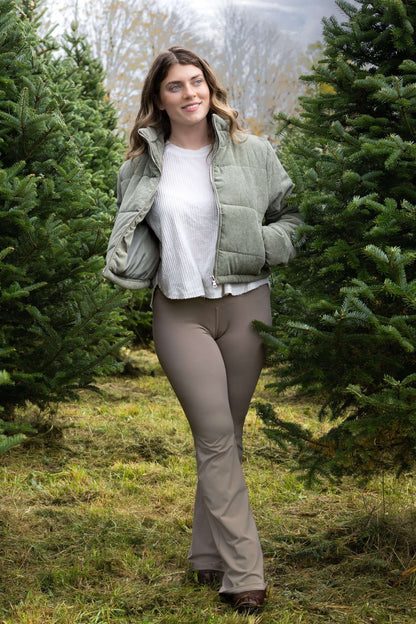 Corduroy Zip Up Puffer Jacket