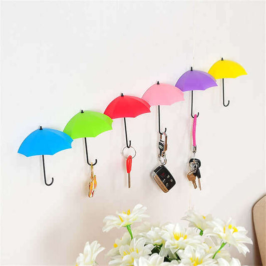 6Pcs Colorful Umbrella Wall Hook Key Hair Pin