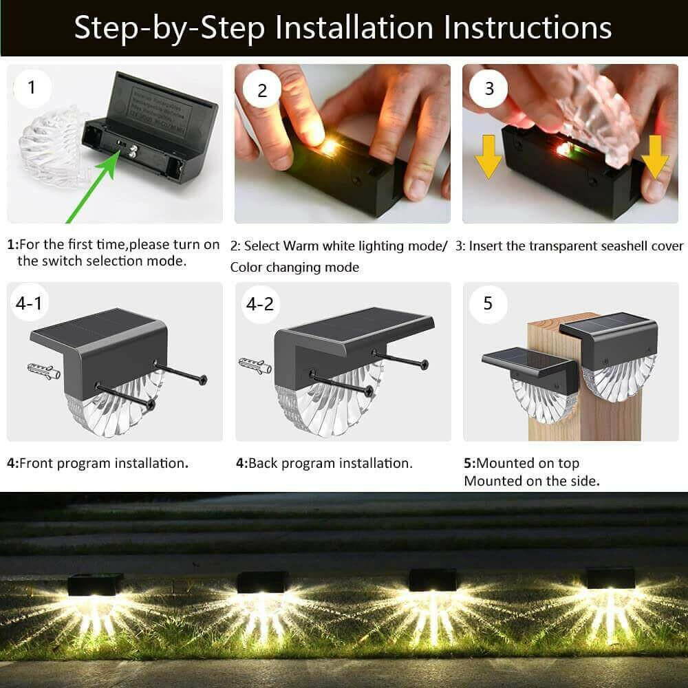 Solar Step Lights Auto Light-up at Night, Garden Yard Decorations.