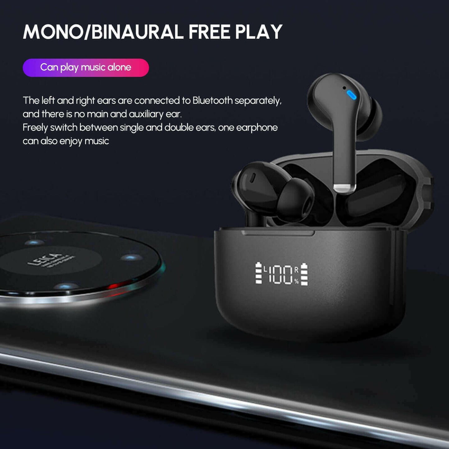 Dual Noise Cancelling True Wireless Earbuds Bluetooth Headphones.