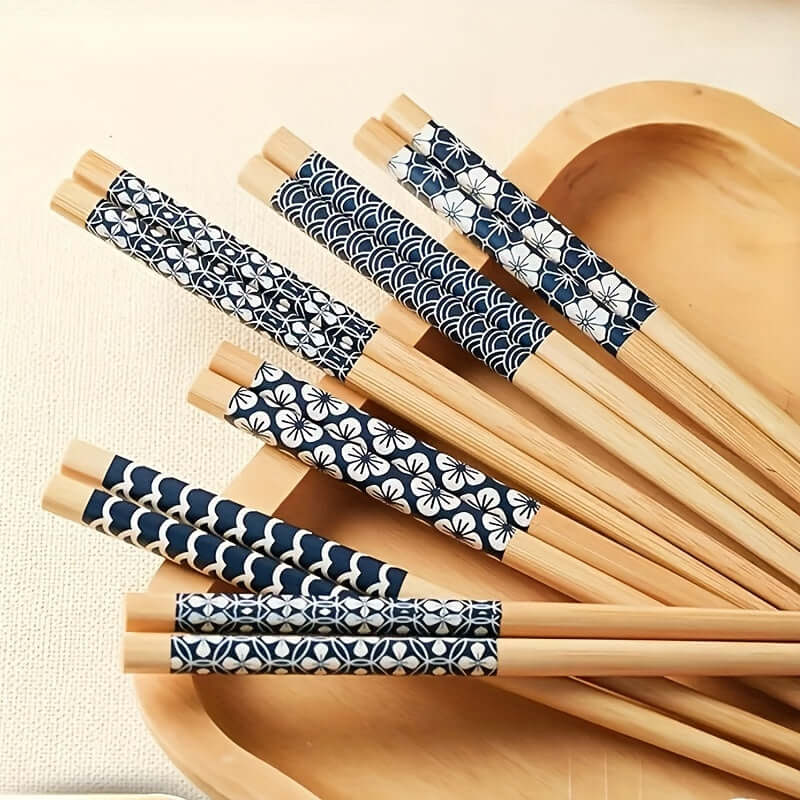 5 Pairs Premium Reusable Multicolor Nonslip Bamboo Chopsticks