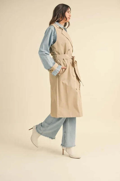 MABLE Layered Look Trench Coat With Denim Jacket