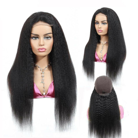 180% Density Full 4x4 Transparent Lace Front Kinky Straight Human Hair.