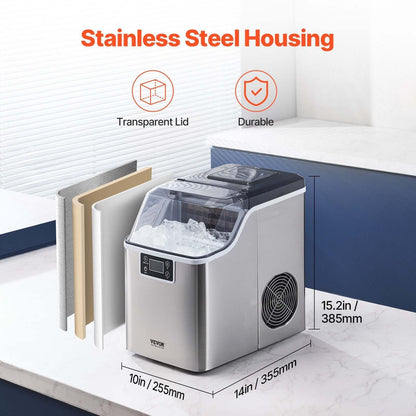 Portable Countertop Ice Maker 45Lbs/24H Self-Cleaning With Scoop