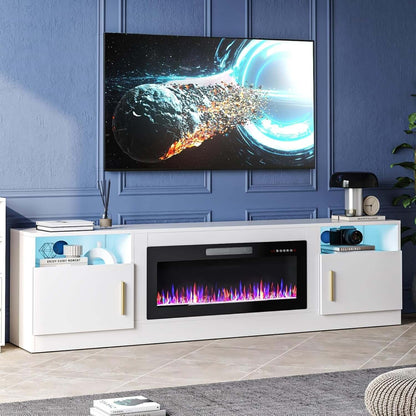 Elegant 80&quot; Fireplace TV Stand with LED Light