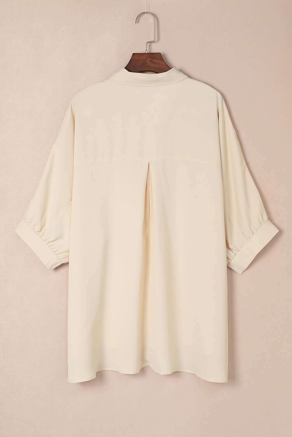 Solid 3/4 Puff Sleeve Oversize Shirt