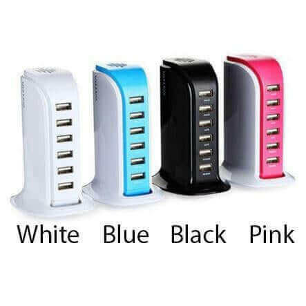 Smart Power 6 USB Colorful Tower for Every Desk at Home or Office.