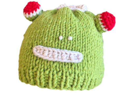 Kids Beanie Hat, Kids Winter Hand-Knitted Wool Frog Animal Theme Hat.