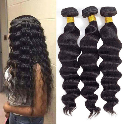 BeuMax 10A Grade 3/4 loose body wave bundles with 13x4 Frontal.