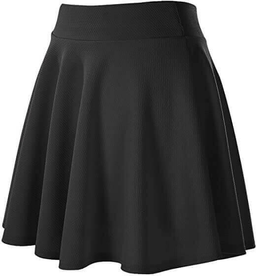 Women's Basic Mini Skater Skirt Stretchy Flared High Waisted Skirt.