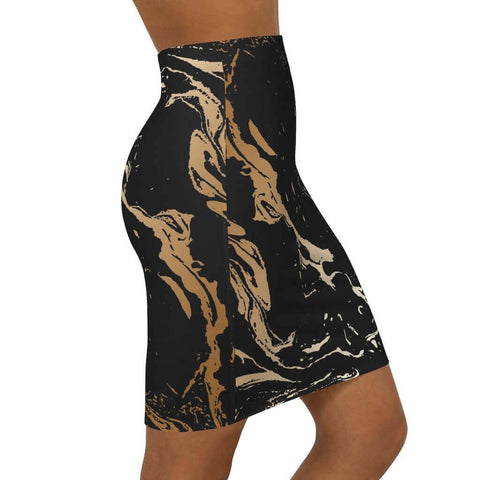 Womens Skirt, Black and Beige Marble Style Skirt