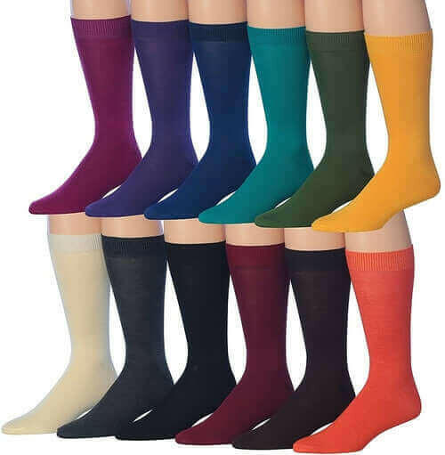 James Fiallo Mens 12 Pairs Funny Faces Striped Colorful Crew Socks