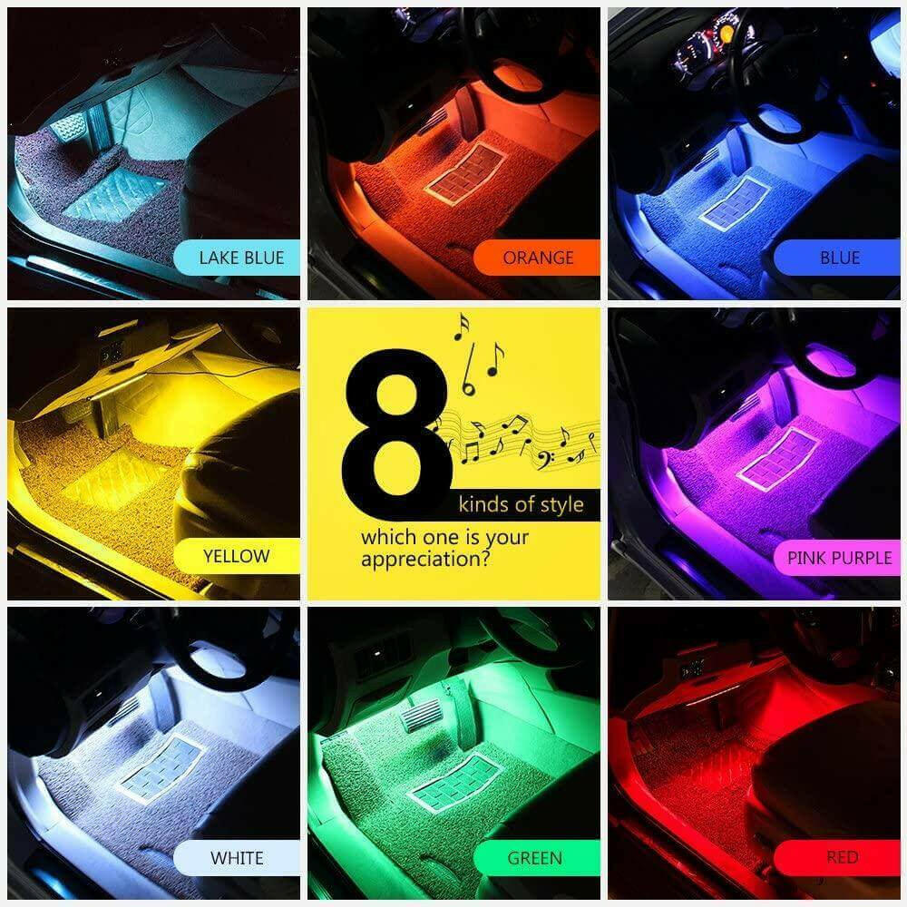 RGB Car LED Light Strips, Sound Activated with Remote Control, 48.