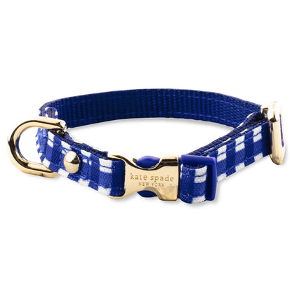 kate spade new york Navy Gingham Dog Collar - Extra Small