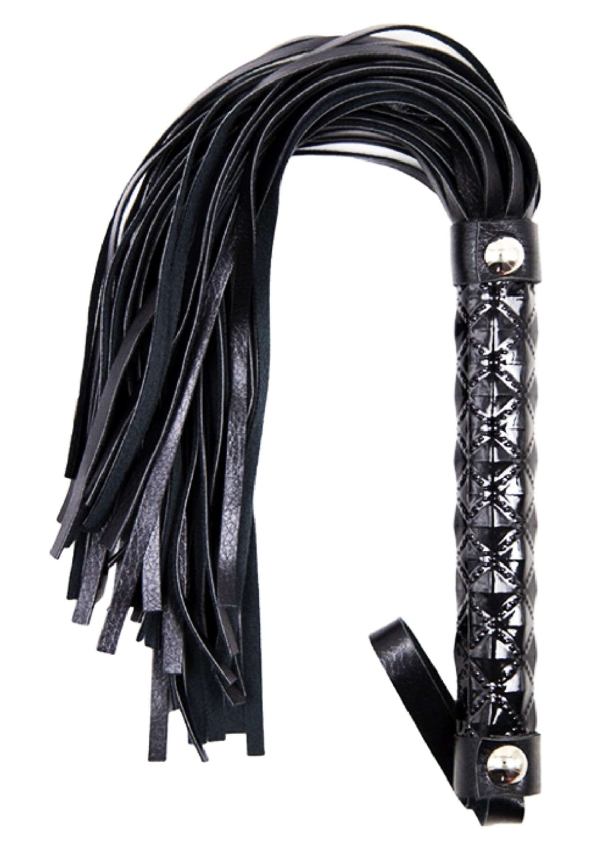 15.5-Inch Faux Leather Riding Whip - Black