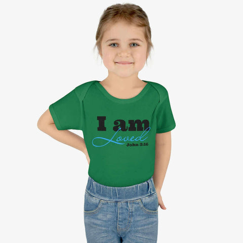 Infant Short Sleeve Bodysuit, Bodysuit, I am Loved Word Art.