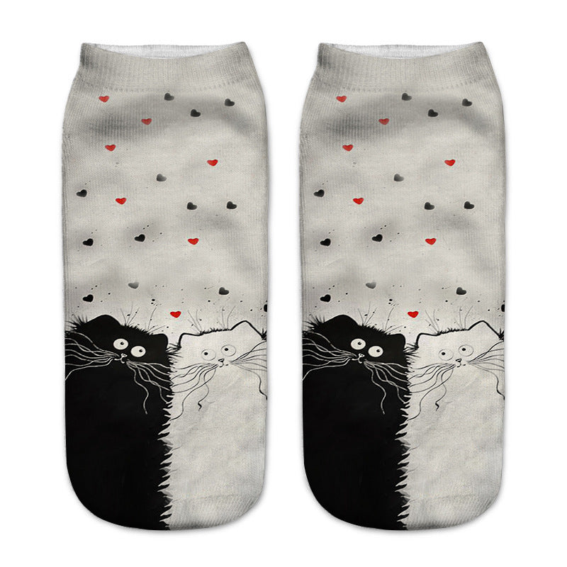 Cute Cat Series 3D Digital Print Socks for Kids