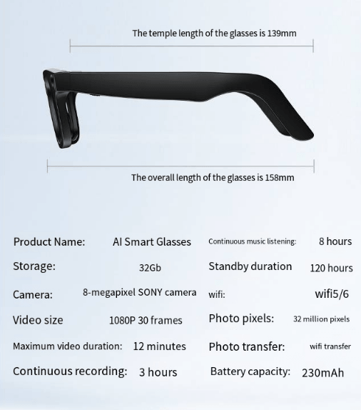 AI Camera Smart Glasses – Sunglasses &amp; Clear Lens Options