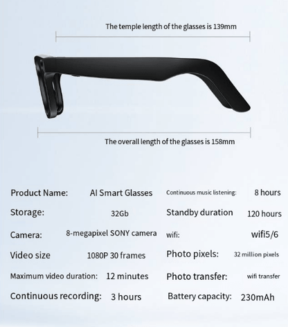 AI Camera Smart Glasses – Sunglasses &amp; Clear Lens Options