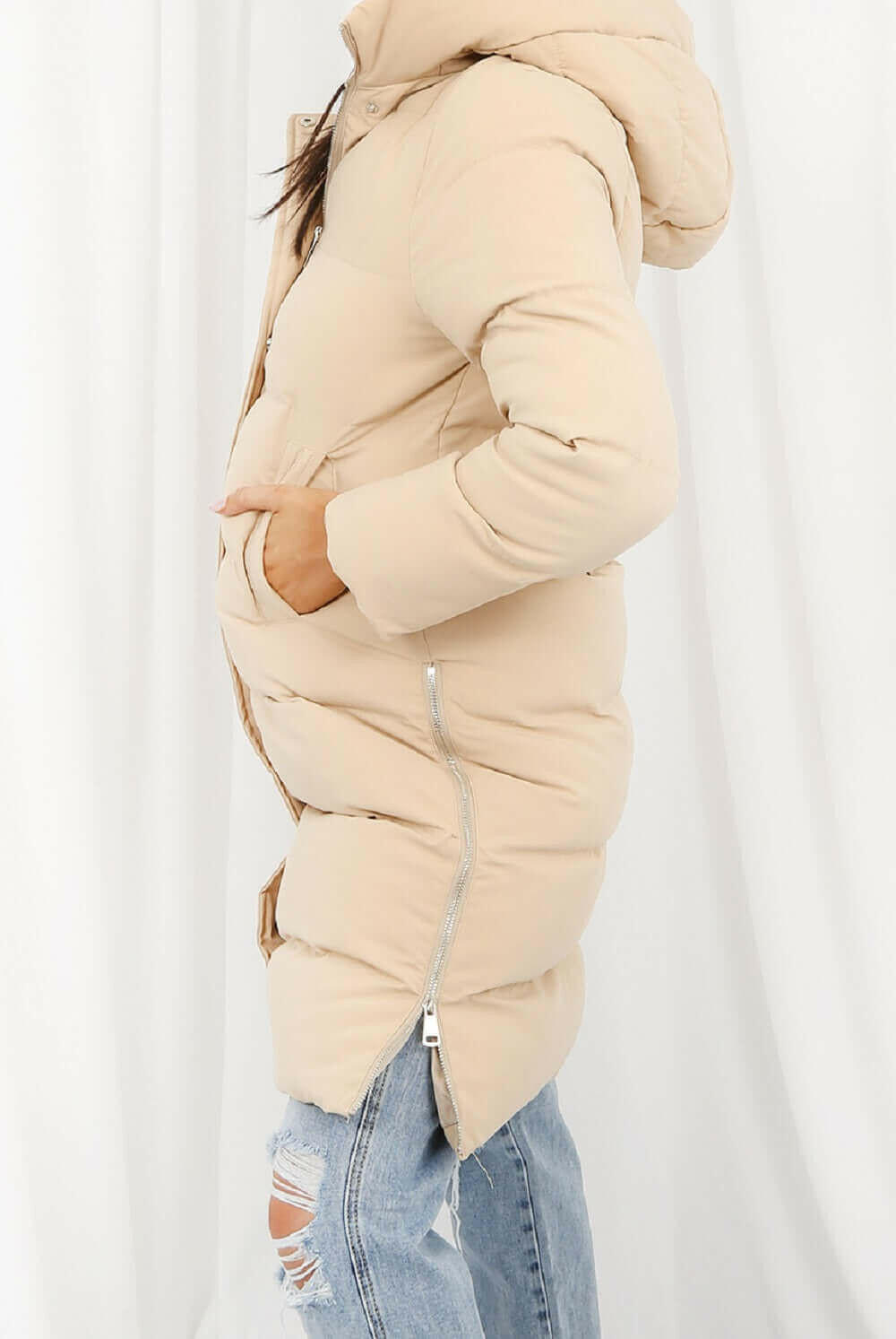 Hooded Longline Puffer Coat.