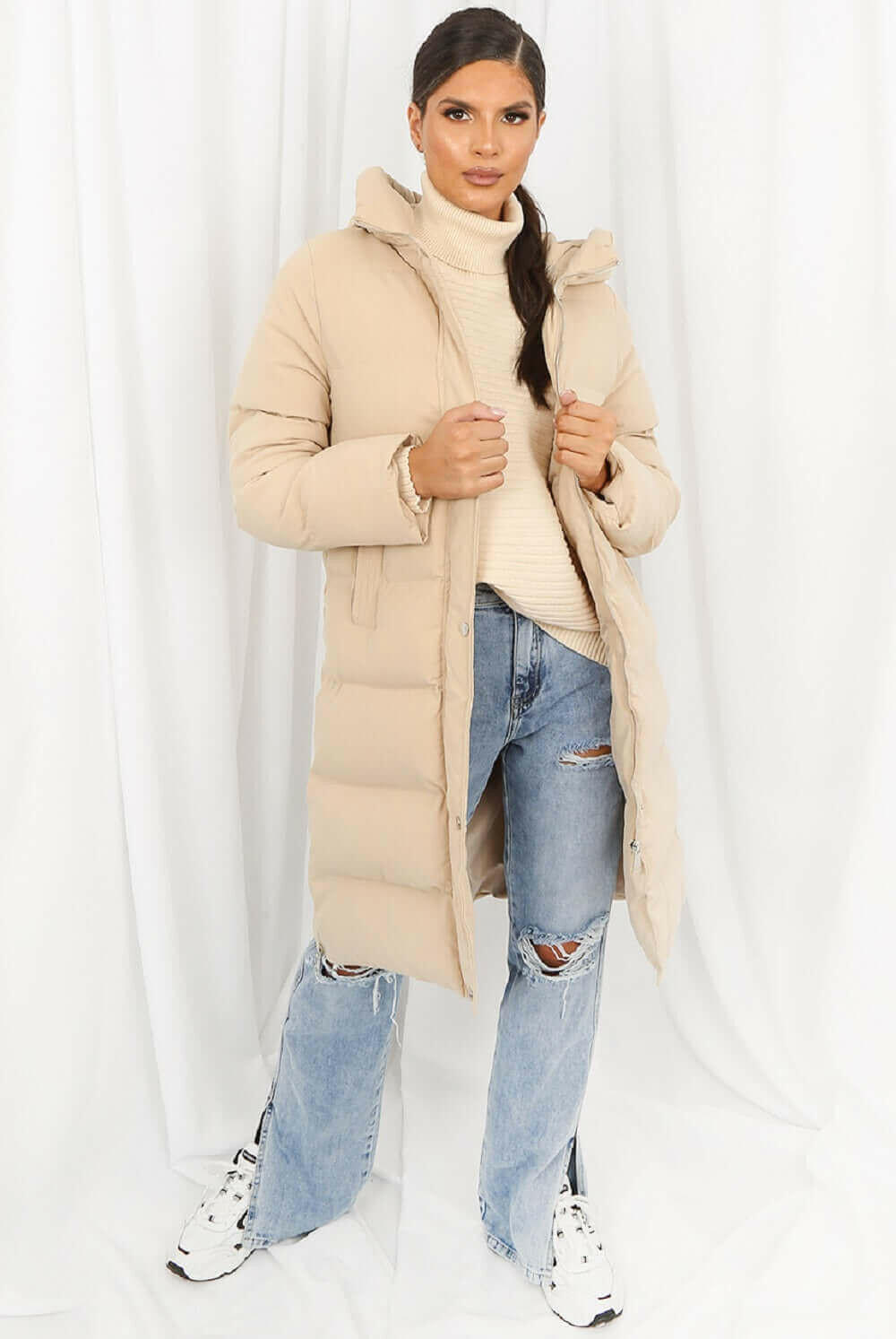 Hooded Longline Puffer Coat.