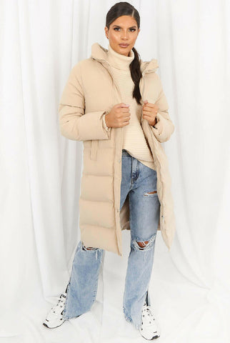 Hooded Longline Puffer Coat.