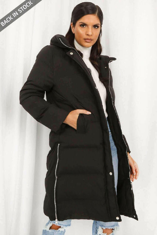 Hooded Longline Puffer Coat.