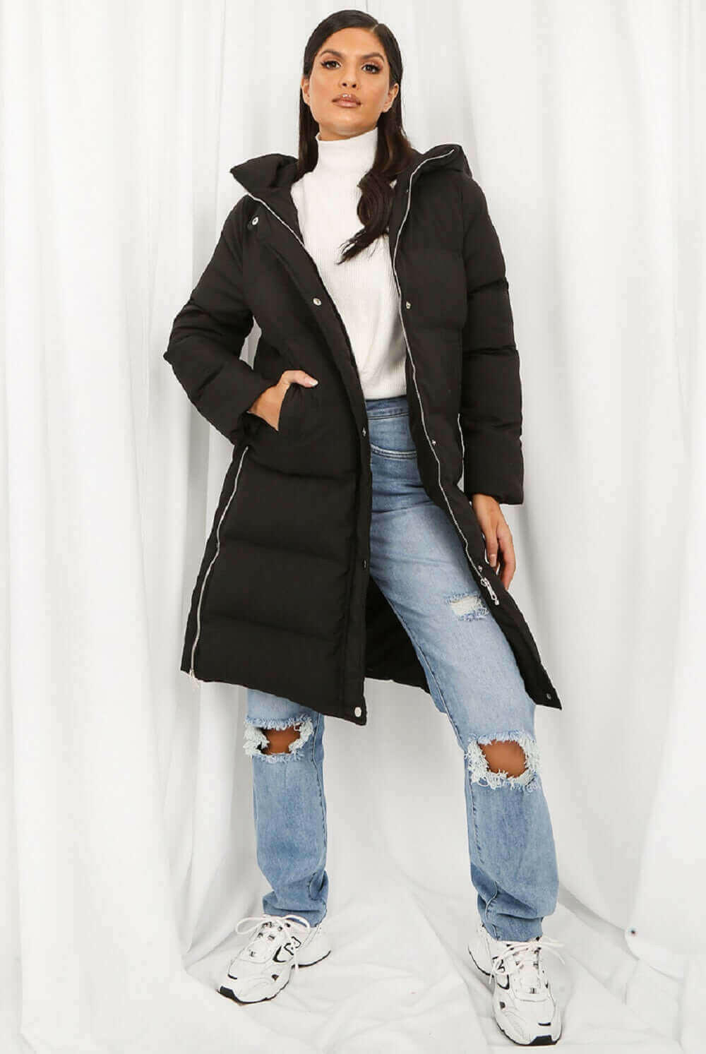 Hooded Longline Puffer Coat.